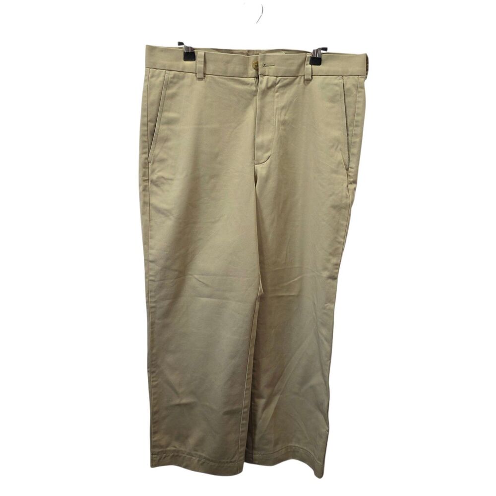 Nordstrom Smartcare Chinos Mens 33x34 Khaki Pants Wrinkle-Free Cotton Flat Front